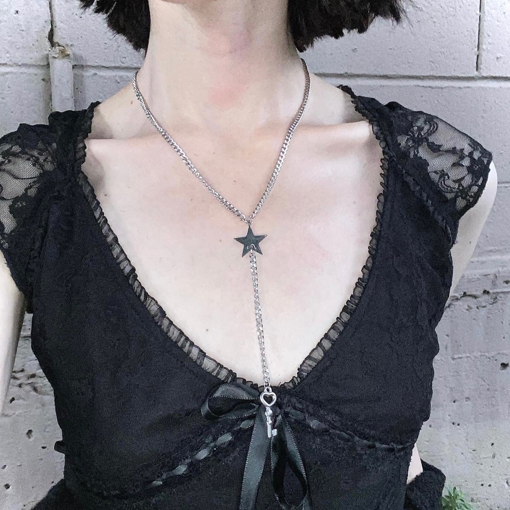 Stainless steel star rosary necklace